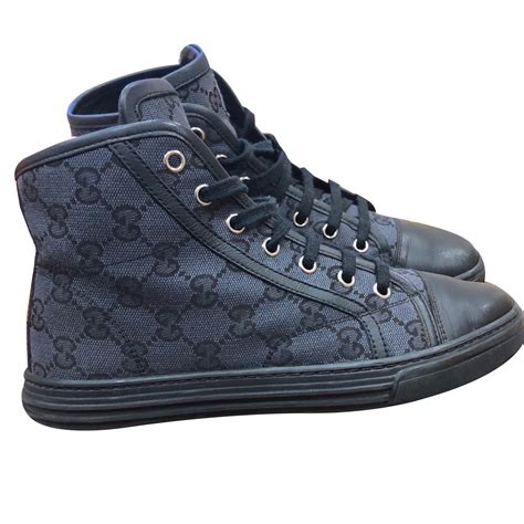 gucci high top black|gucci monogram high top sneakers.